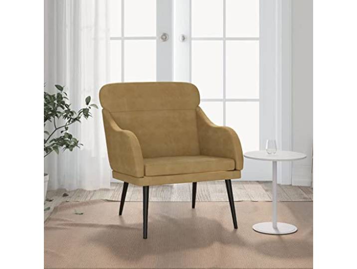 Sessel Braun 63x76x80 cm Samt Metallgestell,gepolsterte Sitzfläche,Armlehnen,schräge Rückenlehne,Samt,63x76x80 cm