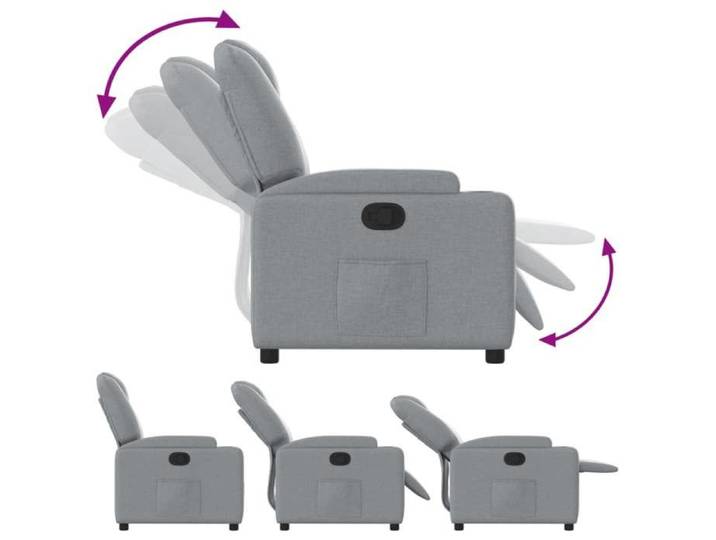 Confortable Fauteuil inclinable Chaise-sofa pour relax en tissu gris clair__26789