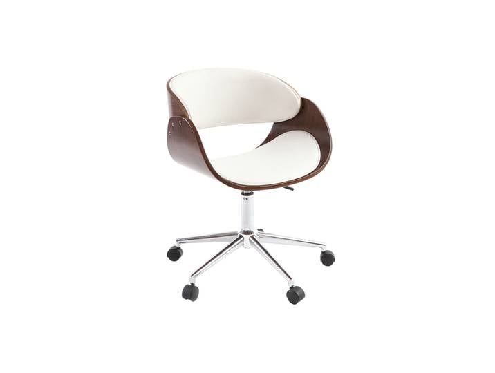 Design-Stuhl auf Rollen Weiß und Nussbaum BENT
