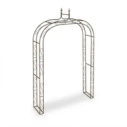Relaxdays Rosenbogen Metall, HxBxT: 240 x 155 x 39 cm, Torbogen Garten, stabiler Rankbogen für Kletterpflanzen, braun