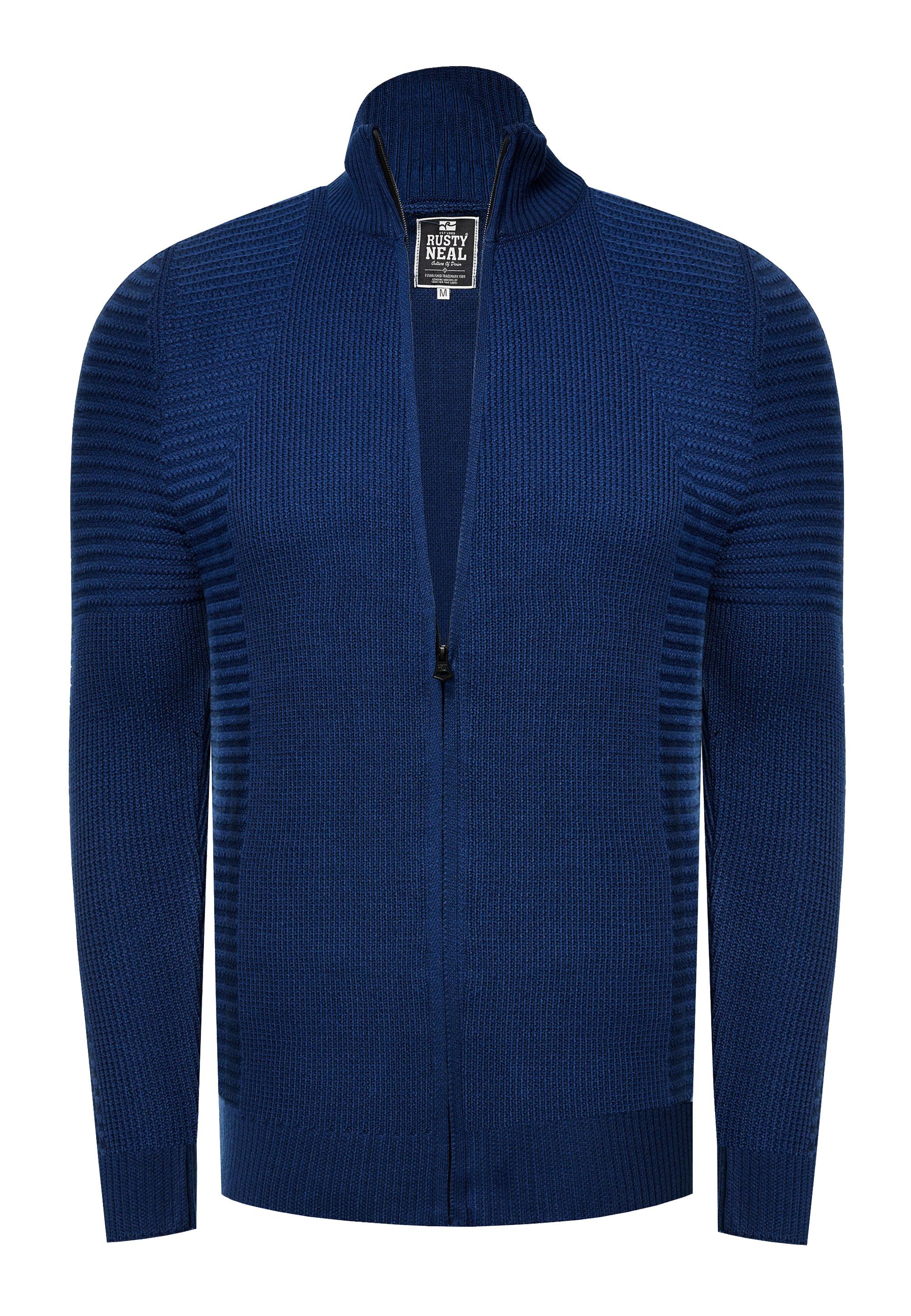 Feinstrick im Biker-Stile Slim Fit Strick-Jacke