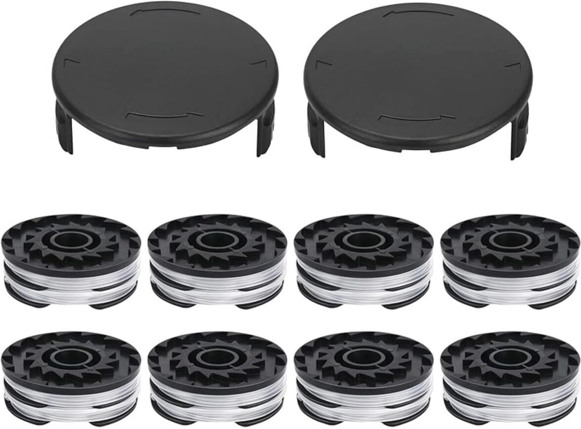 INF Kit bobines et couvercles compatible avec Parkside - 8 bobines + 2 couvercles, ABS+Nylon, Noir