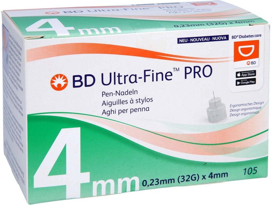 Bd Ultra-fine Pro Pen-nadeln 4 mm 32 G 0,23 mm