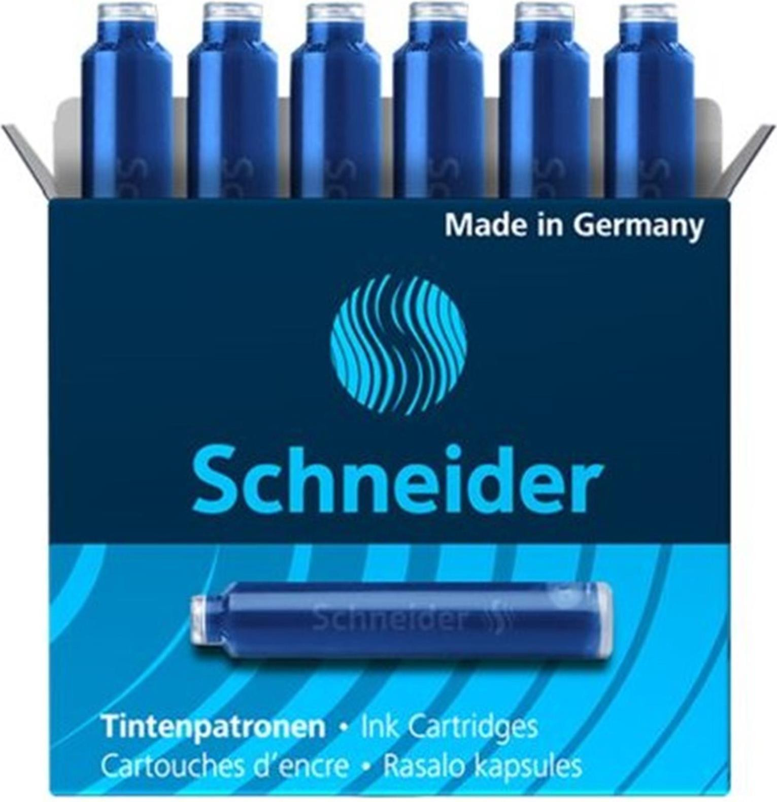 Schneider SN6603 blauwe inktpatronen voor vulpennen, 6 stuks