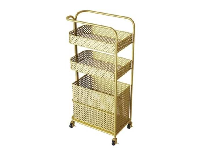 DFHetFH Rollwagen Rollbares Lagerregal Aus Metall Mit 3 Ebenen, Rollwagen Drahtgeflecht, Wäschewagen, Allzweckwagen, Aufbewahrungsorganizer Für Die Küche Küchenwagen(Gold)