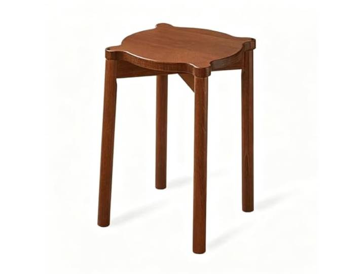 YDHFCD Massiver Holz Hocker Stabil Rund mit Dicken Beinen Glatte Wellenkante, Rutschfeste Filzgleiter, Kreuzverbindung, Stapelbar(Style 1)