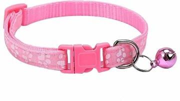 Uplifted Finds Adjustable Cartoon Paw Print Pet Collar With Safety Bell pink