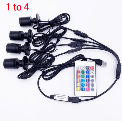 Inspire Picks RGB LED Mini Spotlight USB 5V Dimmable 1W 3W Showcase & Cabinet Light With Remote Control rgb 1to4 usb 5v 3w black Shell