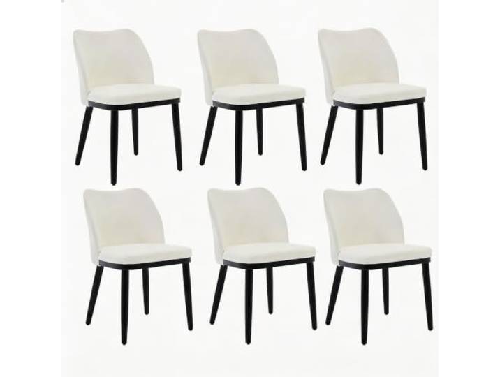 GarveeHome Esszimmerstühle 6er-Set Leinen Polsterung Holzbeine Neutral Gepolsterte Sitzfläche, Atmungsaktiv, Stabile Beine, Rücklehne, Café