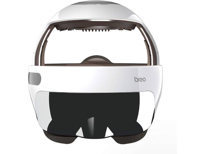 breo iDream5s elektrische hoofdmassager, oog- en nekmassagehelm met warmte, kneden, druk, app-bediening, krabber voor ontspanning