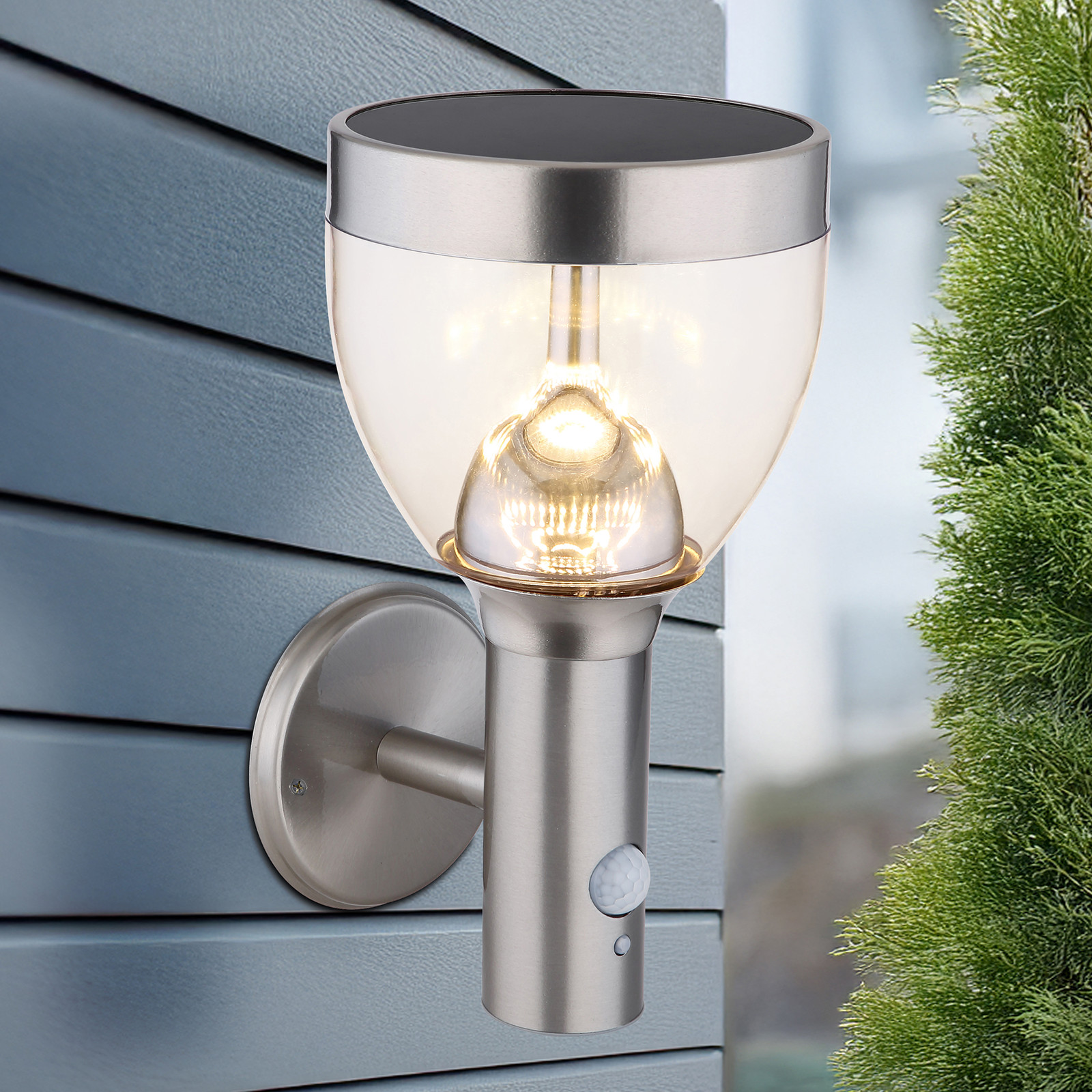 home24 Solarlamp grijs/transparant B: 15 cm, D: 28 cm, H: 18 cm
