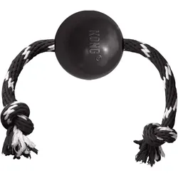 KONG Hundespielzeug Extreme Goodie Ball Rope schwarz L (Ballspielzeug Hund, Zerrspielzeug Hund), Hundespielzeug