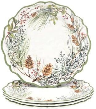 "Certified International Winters Forest 11"" Melamine Dinner Plates, Set of 4 - 11"" Diameter"