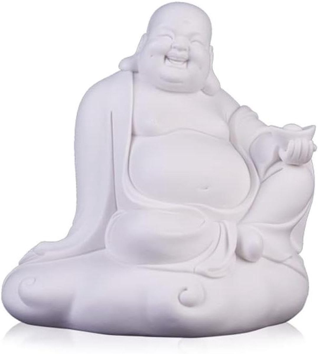 Keramisch Boeddha Beeldje Lachende Boeddha Wit - 800 gram