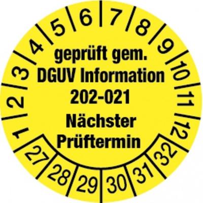 Dreifke® Prüfplakette, DGUV Information 202-021 Nächster Prüfter - 30 mm Folie selbstklebend, 10 St