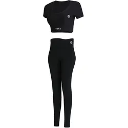 Yeaz, Damen, Sporthose, CLUB LEVEL SET Short Top Leggings M (Black) (M), Schwarz