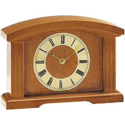 Funktischuhr AMS "F5138/9", braun (kirschbaumfarben), Tischuhren, Wohnzimmer, Esszimmer, Holz,Made in Germany