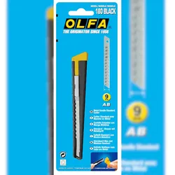 Olfa Universal-Messer mit abbrechbarer einziehbarer Klinge Drucktastenmechanik B=9 mm - Schwarz