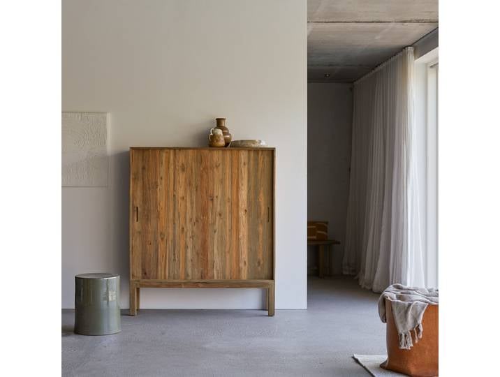 Anrichte aus massivem recycelten Teakholz Elias 130 cm - Natur