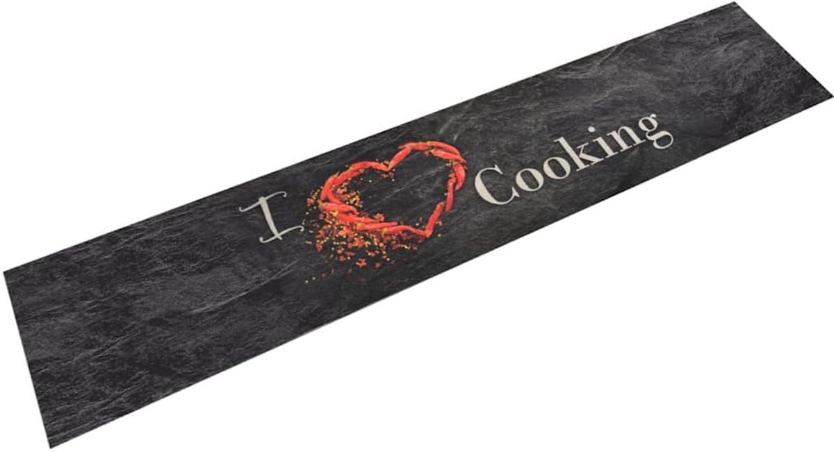 vidaXL Keukenmat met cooking-print, zwart, 60 x 300 cm