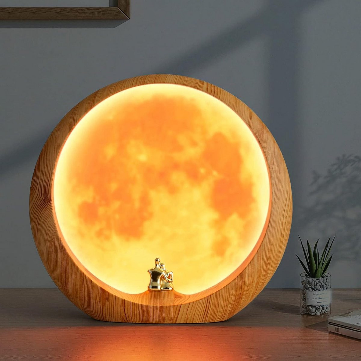 Dimbare LED Maanlamp met Touchbediening en USB-aansluiting - Warm wit