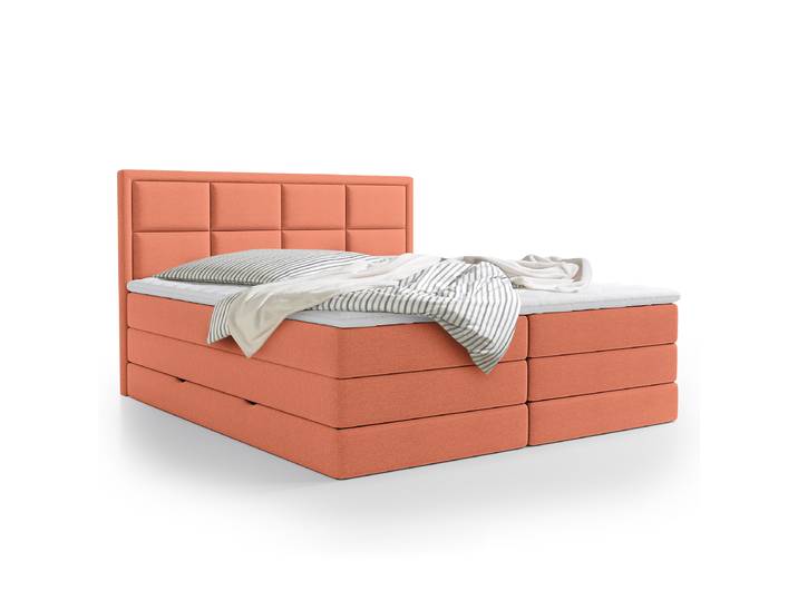 Boxspringbett Maynes 200 x 200cm Webstoff Pria Orange