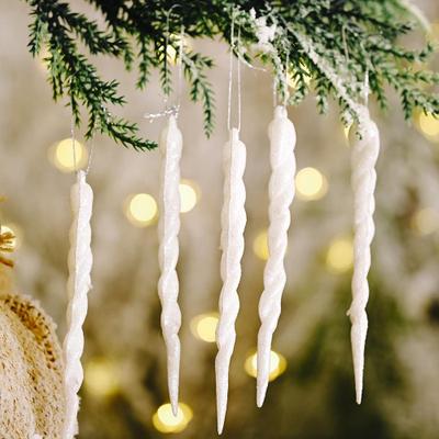 Snug & Styled Christmas Icicle Ornament Set Colorful Hanging Tree Decorations For Festive Holiday Decor white