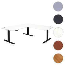 Eck-Schreibtisch HWC-D40, Computertisch elektrisch höhenverstellbar 178x178cm 84kg MVG ~ weiß, schwarz