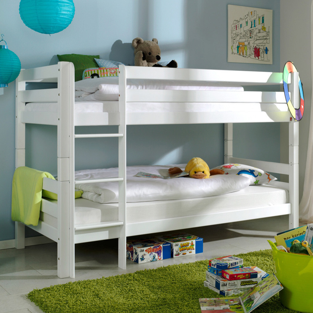 CasaDolce Etagenbett JANINA, weiß, 208x98x140 cm, Buche Massivholz, 90x200 cm Liegefläche, Betten separat nutzbar
