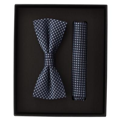 Fliege VENTI "VENTI Set aus Fliege und Einstecktuch gemustert", Herren, blau (mittelblau), 100% Seide, Fliegen