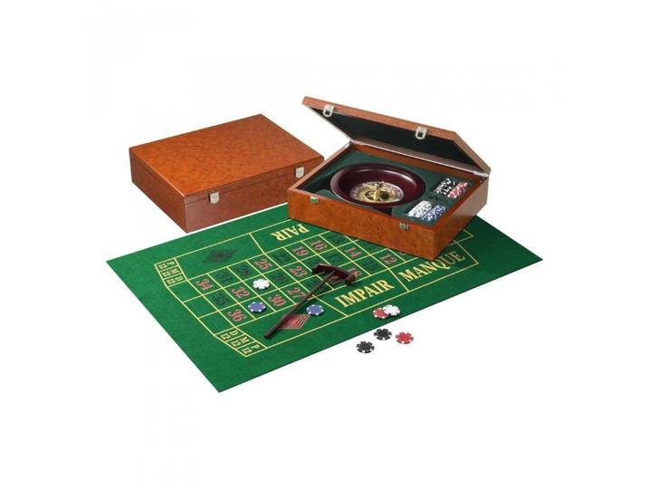 Philos Spiel, Roulette Set - Holzkassette - Wurzelholzdesign - 25cm