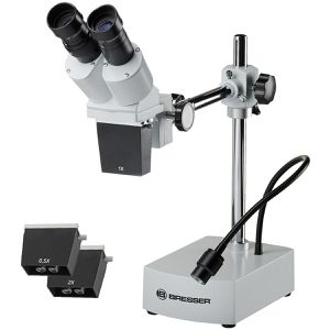 Bresser Mikroskop Biorit ICD-CS, analog, mit Auflicht, mit 3 Stereo-Objektiven, Schwenkarm, Vergrößerung 5-20x