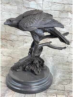Bronzhaus Handmade 100 Percent Real Bronze Statue American Bald Eagle Figure Sculpture Figurine