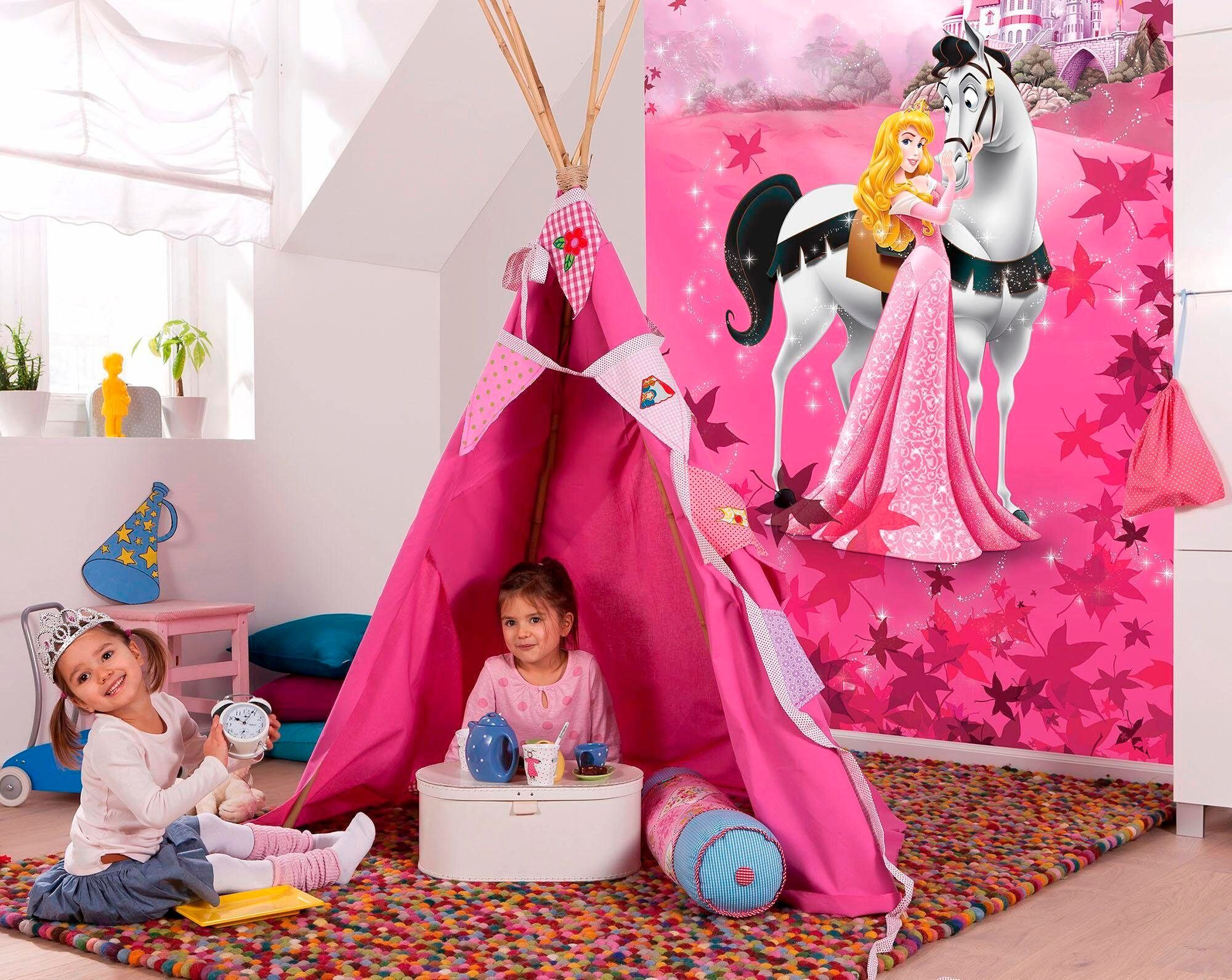 Fototapete KOMAR "Sleeping Beauty - Grösse 184 x 254 cm", pink, B:184m L:254m, Papier, Tapeten, Fototapete, Kinderzimmer pink B/L: 184m x 254m, Rollen: 4