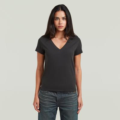V-Shirt G-STAR "Overdyed Form v t wmn", Damen, Gr. XS, schwarz (dk schwarz), Single Jersey, Obermaterial: 100% Baumwolle, overdyed, unifarben, hüftbedeckend, V-Ausschnitt, abgesteppte Kante, Shirts, in Baumwoll-Qualität