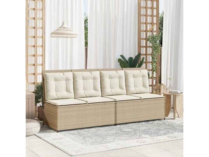 Beige Siège de jardin - Banc inclinable de jardin - 1 PC - avec coussins - beige résine tressée C5087