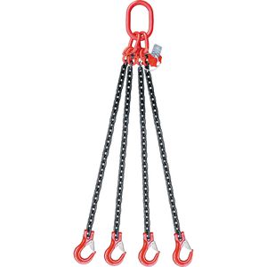 SEWOTA Kettengehänge Traglast 6,7 t, 4-Strang, 10 mm Kettenstärke, GK 8, Gabelkopfhaken, 4 m