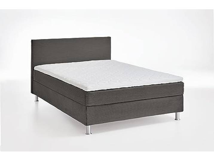 Atlantic Home Collection Boxbett inklusive Rost und H3 Federkernmatratze, Holz, Dunkelgrau, 120 x 200 cm