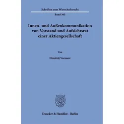 Innen- und Auenkommunikation von Vorstand und Aufsichtsrat einer Aktiengesellschaft, Fachbücher von Dimitrij Voronov