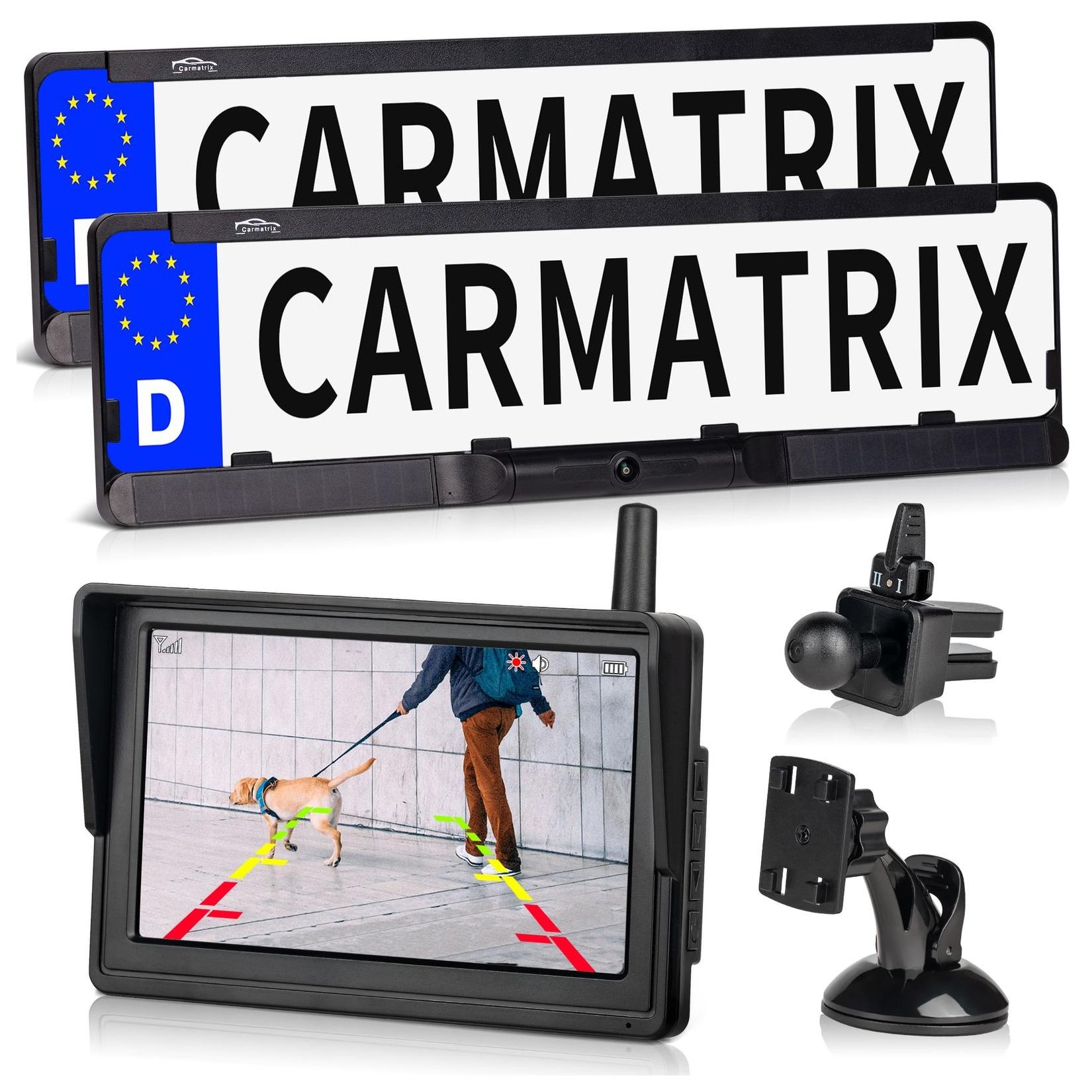 CARMATRIX DUO HD Solar Funk Rückfahrkamera mit 5" Monitor Rückfahrsystem für Front und Heck