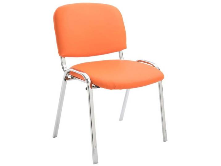 Chaise visiteur empilable zone d attente en PVC orange pietement a 4 pieds en metal chrome 10_0003363