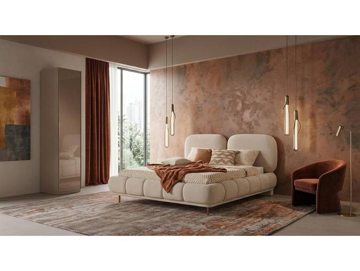 Xlmoebel Schlafzimmer-Set Bett Einzelschrank Schlafzimmer Stil modern beige bequem geräumig