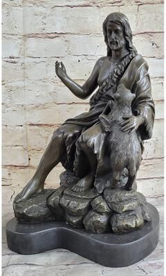 Bronzhaus Jesus Christ With Lamb Bronze Statue Figure Figurine Sculpture Christianity 14 Inches X 8 Inches