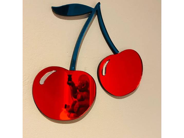 Décoration Murale Cerises Miroir, Décoration Intérieure Cerises Acryliques, Décoration Murale Suspendue Cerises, Décoration Chambre Étudiante