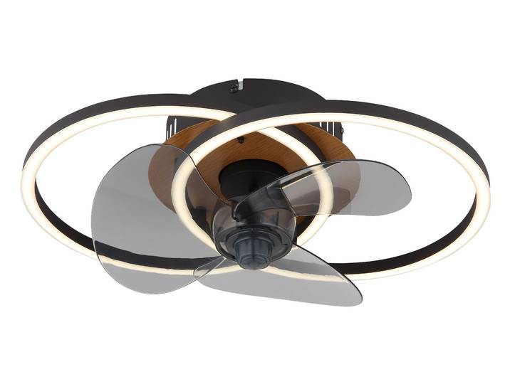 GLOBO LIGHTING Deckenleuchte KAREN , schwarz (schwarz matt), Ø 28cm, 1 Stk., Leuchten, Deckenventilator, Deckenlampe, moderner Ventilator, Holz Optik, Deckenleuchte