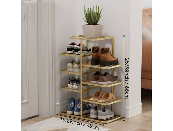 Étagère à chaussures multicouche imbriquée de grande capacité pour usage domestique, étagère de rangement de chaussures minimaliste en fer forgé pour petits appartements