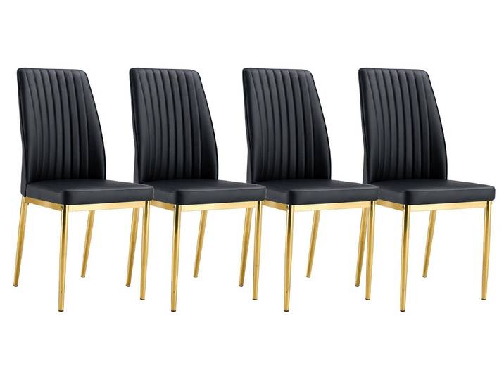 SeedWave Esszimmerstuhl 4er Set Küchenstuhl PU-Leder Polsterstuhl mit Erhöhter Rückenlehne, Metallfüße mit Anti-Rutsch-Pads