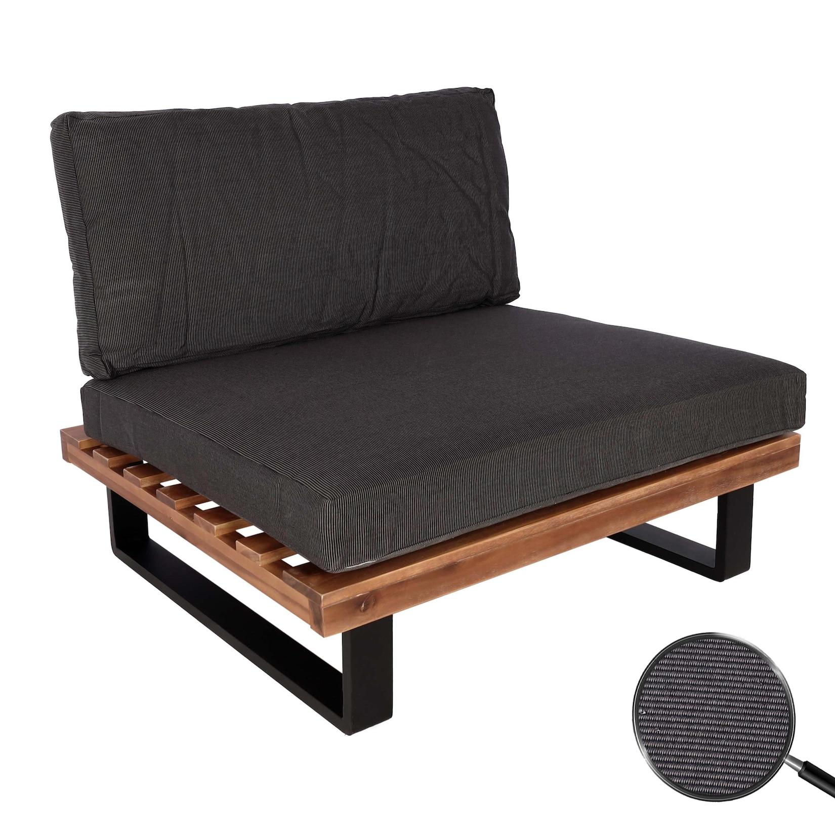 Lounge-Sessel MCW-H54, Garten-Sessel, Spun Poly Akazie Holz MVG-zertifiziert Aluminium ~ braun, Polster dunkelgrau