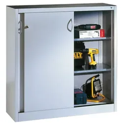 CP Stahlschrank mit Schiebetüren 120 x 120 cm grau, 120x120x60 cm