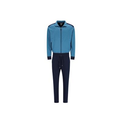 Sweater HAJO "Trainingsanzug Homewear Set Soft Sweat", Herren, Gr. XXL, bunt (blau), Obermaterial: 60% Baumwolle CO. 40% Polyester PES., Sweatshirts Sweater